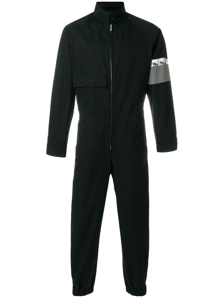 Prada Logo Cuff Gabardine Jumpsuit - Black