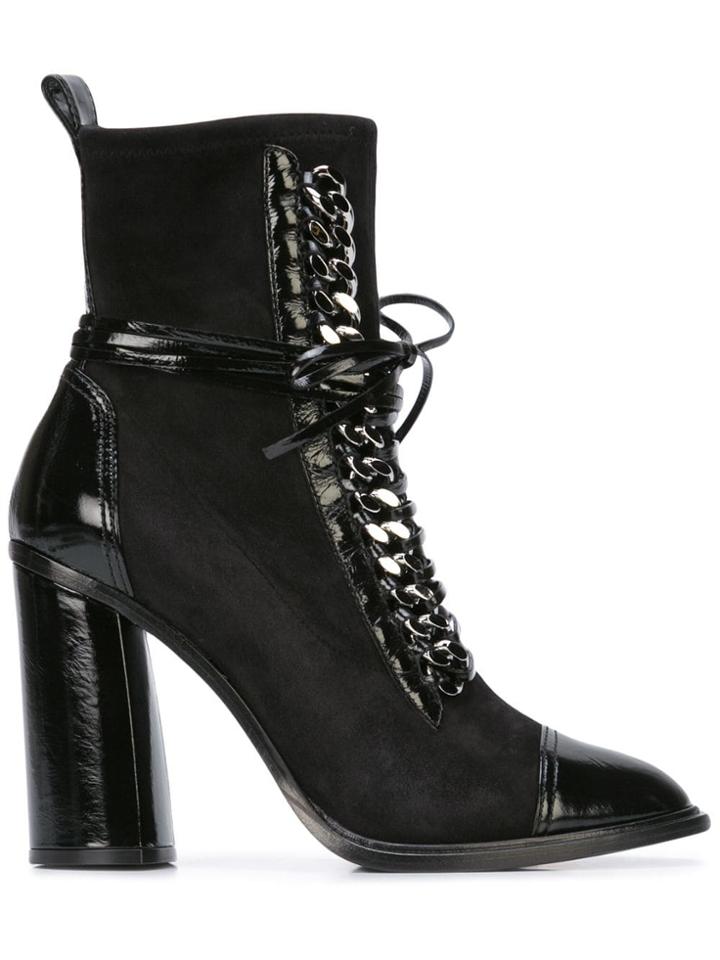 Casadei Hi Heel Lace Up Boot - Black