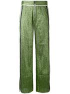Aviù - Side-stripe Lurex Trousers - Women - Cotton/polyamide/polyester/spandex/elastane - 42, Green, Cotton/polyamide/polyester/spandex/elastane