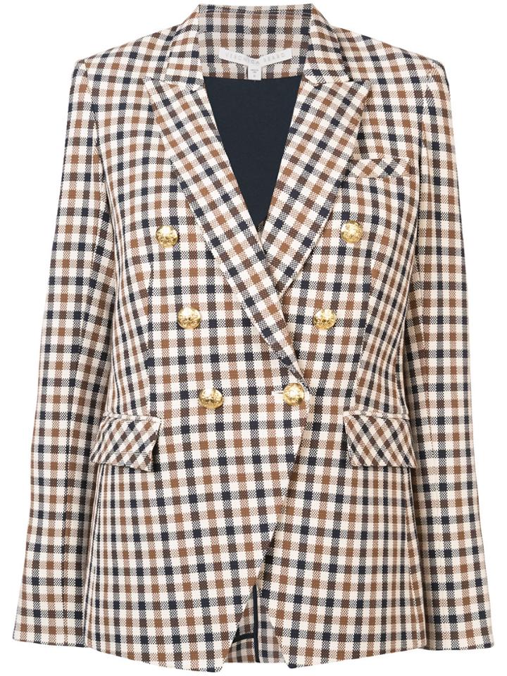 Veronica Beard Double Breasted Plaid Jacket - Brown