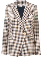 Veronica Beard Double Breasted Plaid Jacket - Brown
