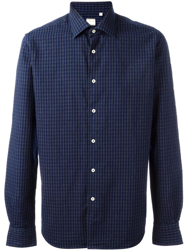 Xacus Plaid Shirt, Men's, Size: 43, Blue, Cotton