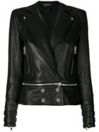 Balmain Button-embellished Leather Jacket - Black