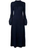 Rosie Assoulin Fringed Cuff Knitted Dress - Blue