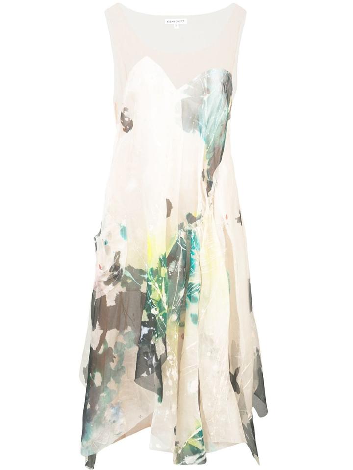 Kamperett Tanis Sheer Asymmetric Dress - White