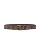 Fendi Embossed Ff Logo Belt - Brown