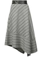 Helmut Lang Striped Asymmetric Skirt - Grey