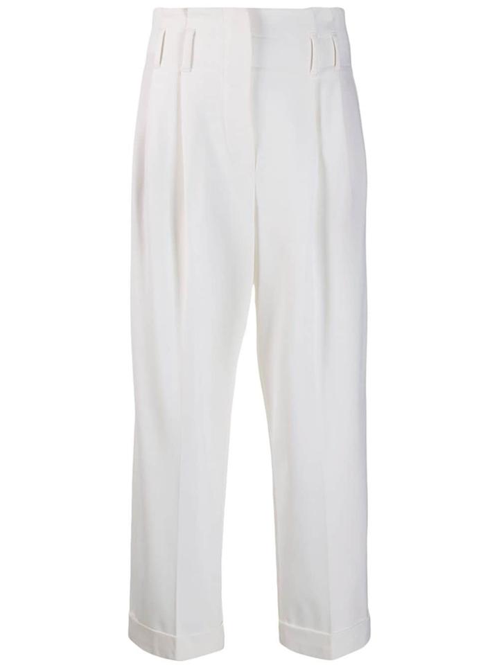 Brunello Cucinelli Ruffled Waistband Trousers - White