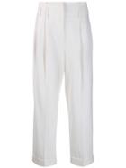 Brunello Cucinelli Ruffled Waistband Trousers - White