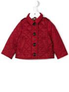 Burberry Kids Check Lining Quilted Jacket, Infant Girl's, Size: 6 Mth, Red
