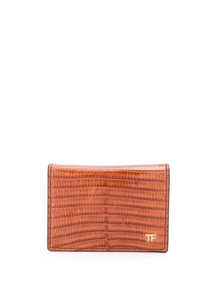 Tom Ford Lizard-effect Cardholder - Brown