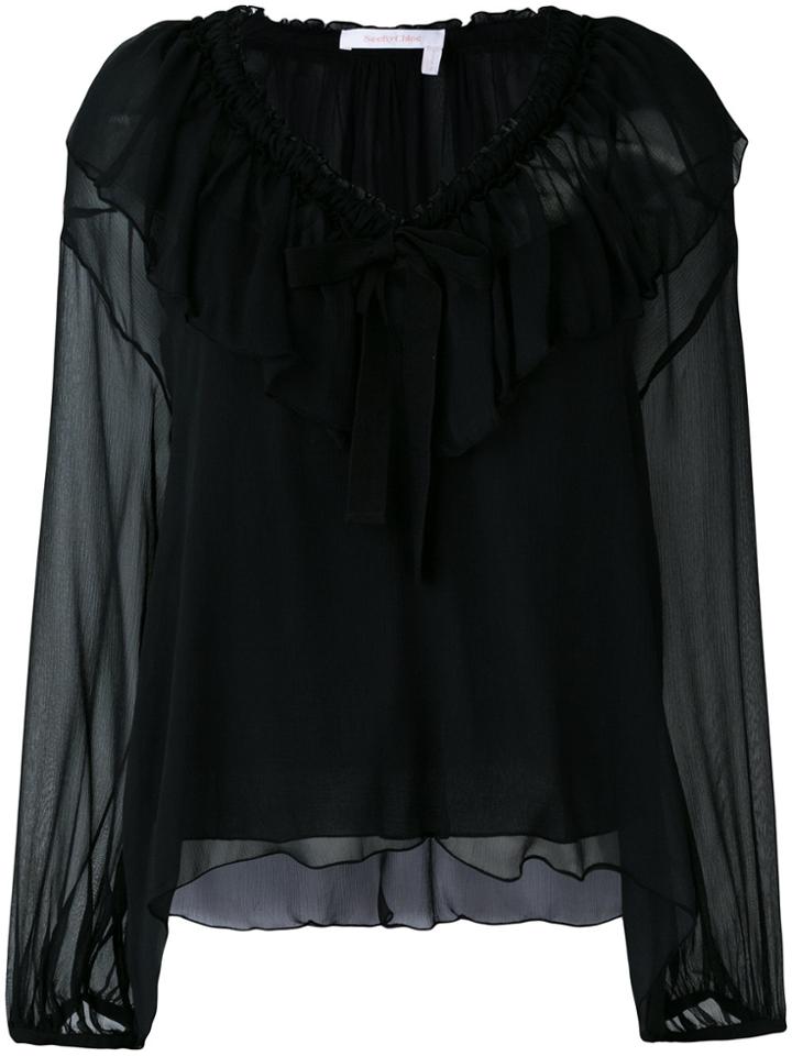 See By Chloé V-neck Ruffle Blouse - Black