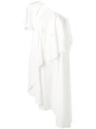 Lanvin One Shoulder Ruffle Dress - White