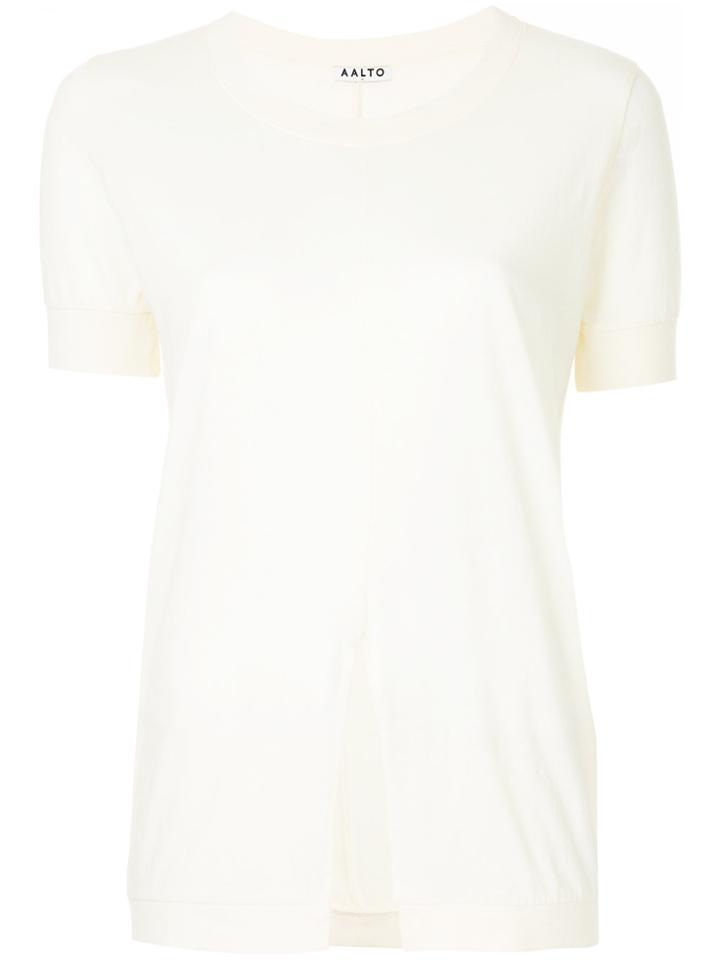 Aalto Fine Knit Slit Front T-shirt - White