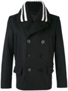 Givenchy - Knitted Collar Car Coat - Men - Cotton/polyamide/cupro/wool - 46, Black, Cotton/polyamide/cupro/wool