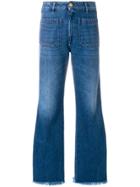 The Seafarer Frayed High-rise Flared Jeans - Blue