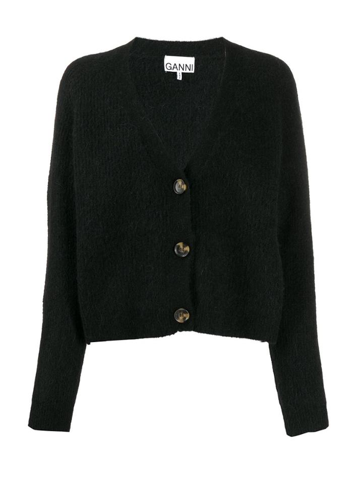 Ganni V-neck Cardigan - Black