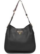 Prada Large Leather Shoulder Bag - Black