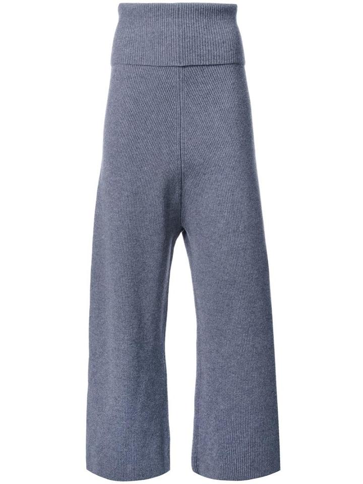 Stella Mccartney Ribbed High Waist Trousers, Women's, Size: 36, Grey, Virgin Wool