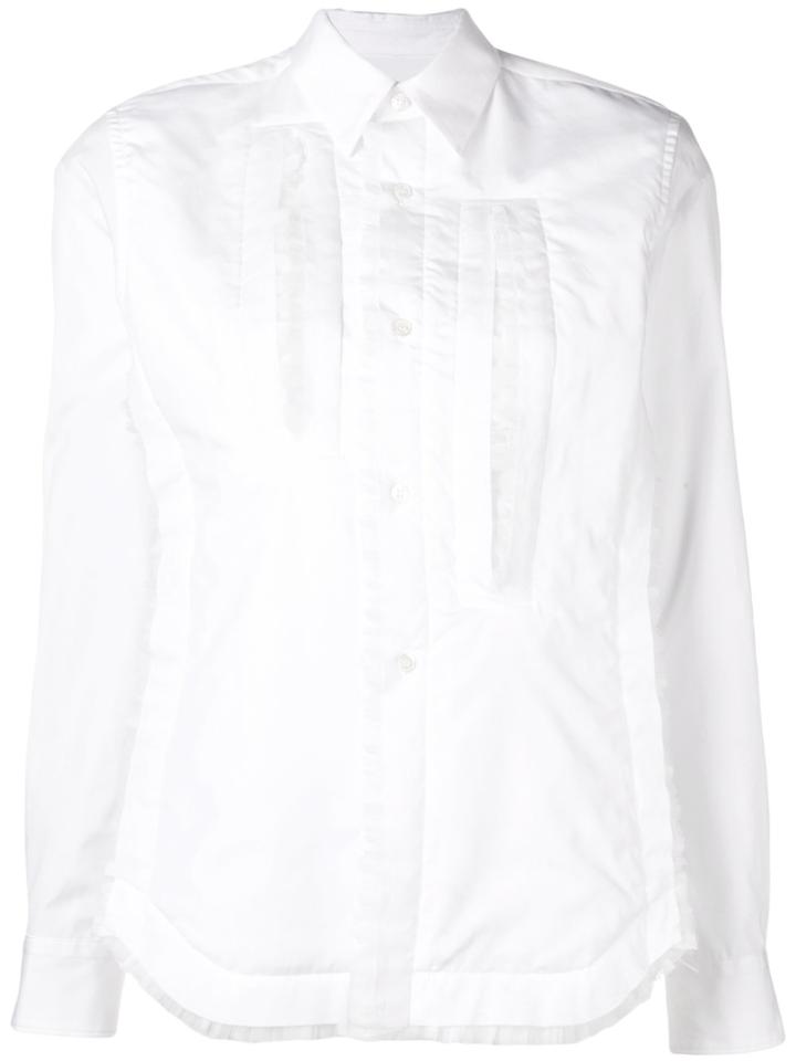 Comme Des Garçons Tulle Trim Shirt - White