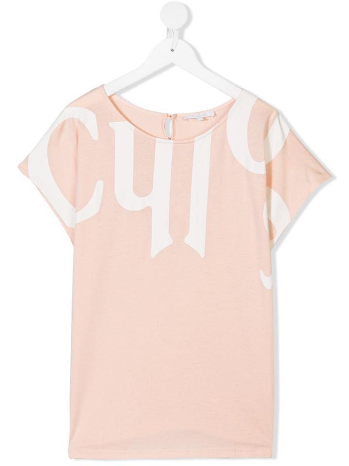 Chloé Kids Teen Logo Print T-shirt - Pink & Purple