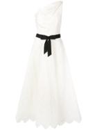Marchesa Scalloped Embroidered Dress - White