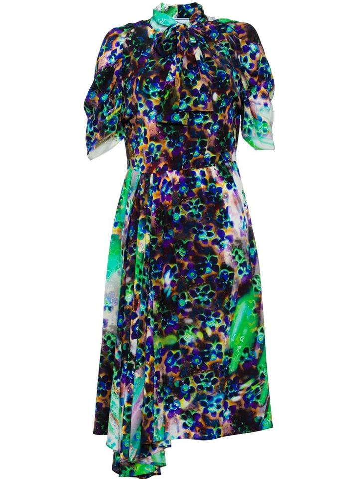 Prada Printed Marocain Dress - Blue