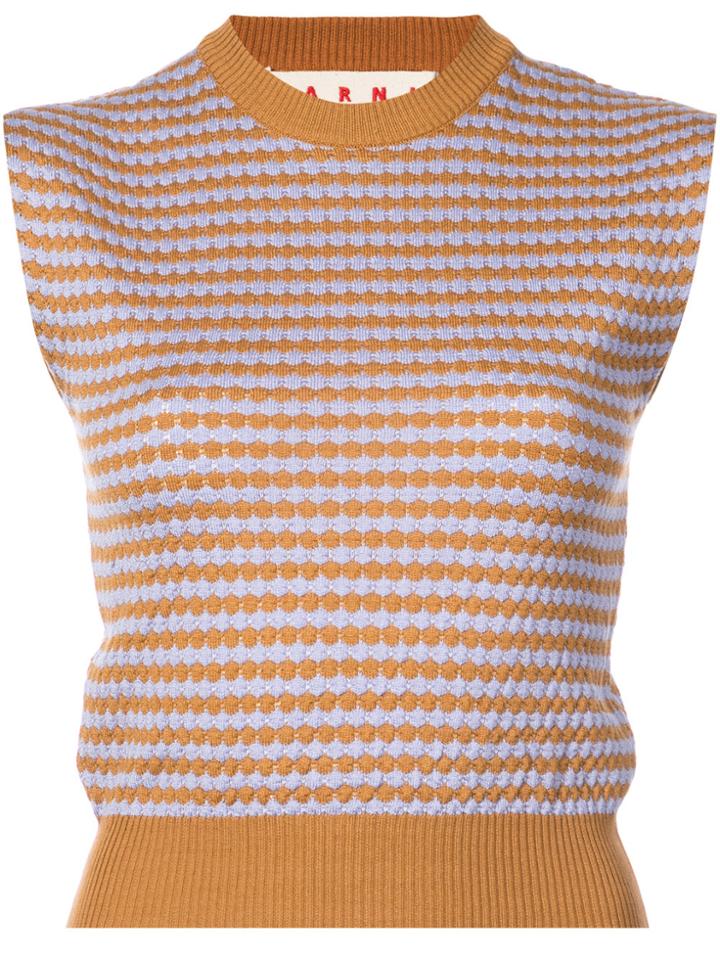 Marni Sleeveless Patterned Knit Top - Yellow & Orange