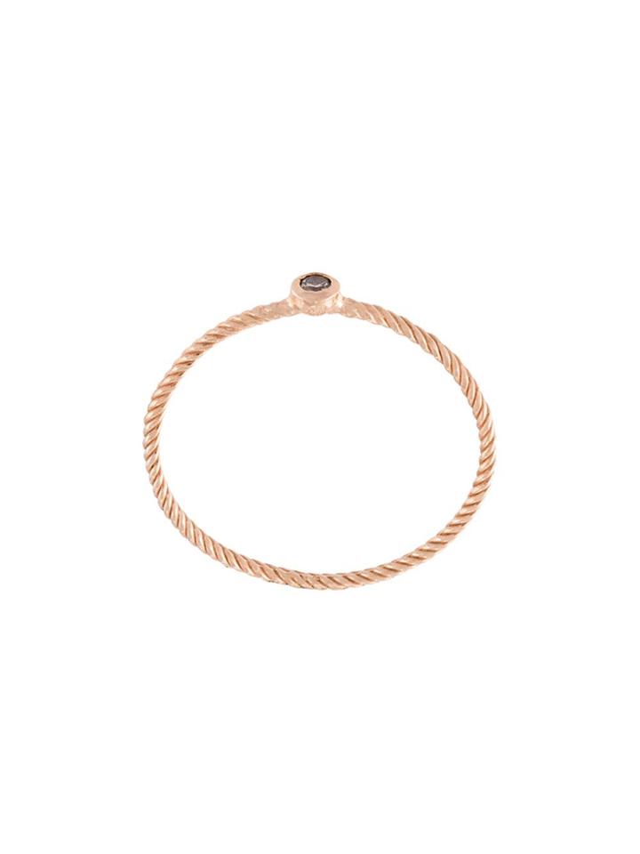 Wouters & Hendrix Gold Single Champagne Diamond Ring - Pink & Purple