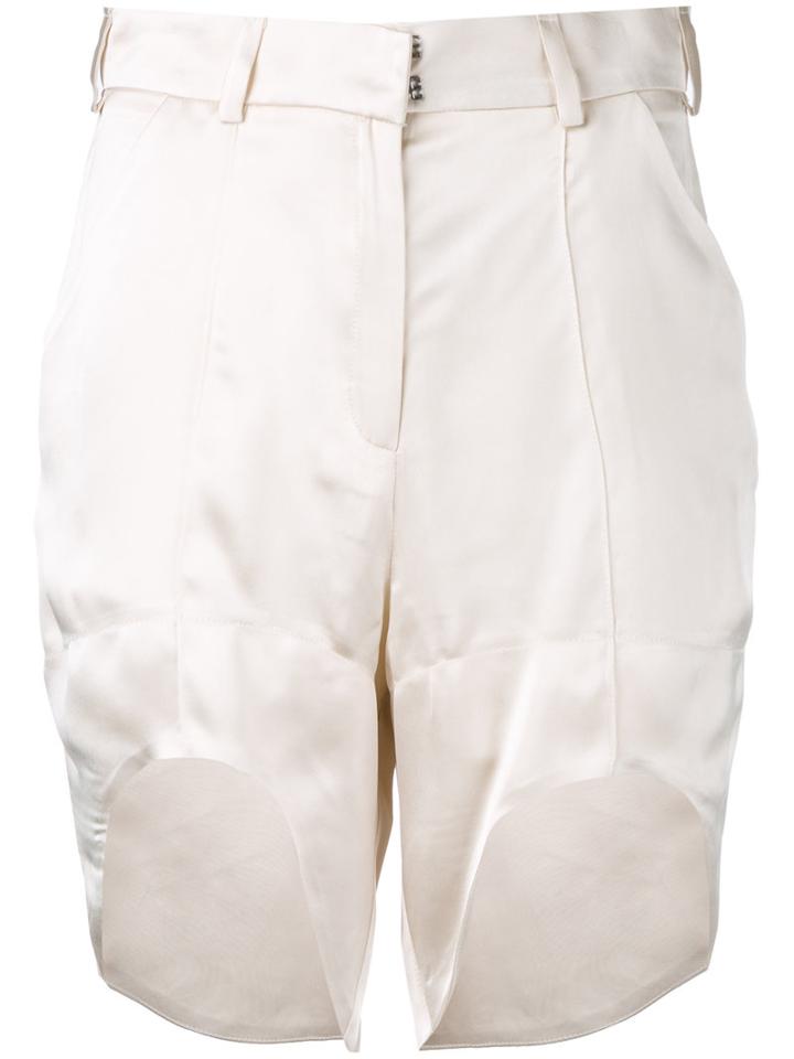 Tatuna Nikolaishvili High-low Hem Shorts, Women's, Size: Xs, Nude/neutrals, Silk