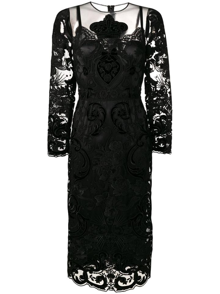 Dolce & Gabbana Floral Panelled Dress - Black