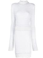 Balmain Pearl And Sequin Embellished Knitted Dress - White