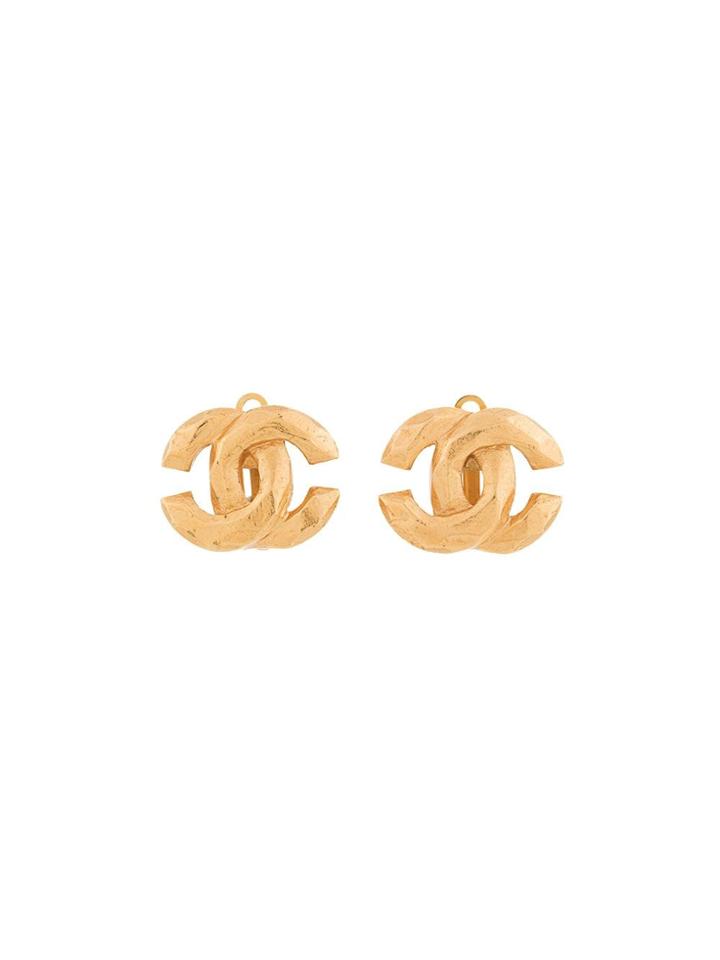 Chanel Vintage Chanel Cc Logos Earrings Gold-tone