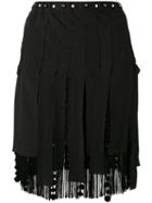 No21 - Fringed Mini Skirt - Women - Silk/polyester/acetate/viscose - 42, Black, Silk/polyester/acetate/viscose
