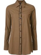 Vera Wang Bead Embellished Button Down, Women's, Size: 0, Brown, Cotton