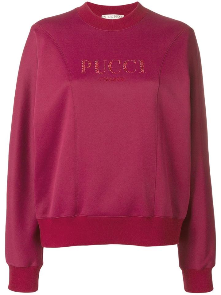 Emilio Pucci Crystal Embellished Logo Sweatshirt - Red