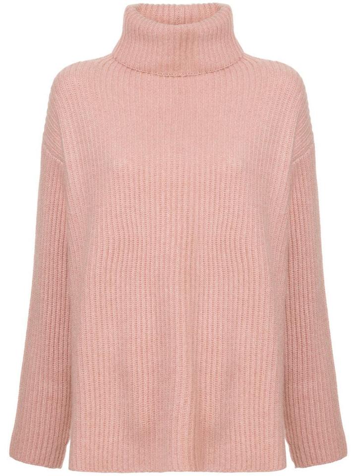 Le Kasha Ribbed Oversized Polo Neck Jumper - Pink