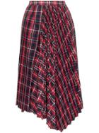 Juun.j Checked Pleated Midi-skirt - Red