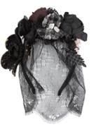 Maison Michel Roses Embellished Hairband, Women's, Black, Silk/cotton/nylon/wool