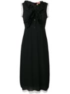 No21 - Ruffle Mesh Trim Dress - Women - Silk/polyester/acetate - 40, Black, Silk/polyester/acetate