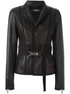 Dsquared2 Side Padded Jacket, Women's, Size: 42, Black, Leather/viscose/polyamide/spandex/elastane