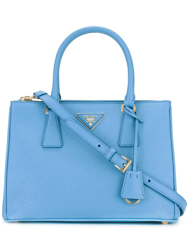 Prada Classic Tote, Women's, Blue, Calf Leather