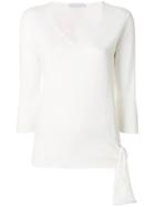 Fabiana Filippi Tie Hem V-neck Sweater - White