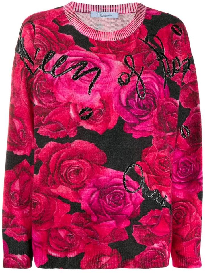 Blumarine Rose Print Jumper - Black