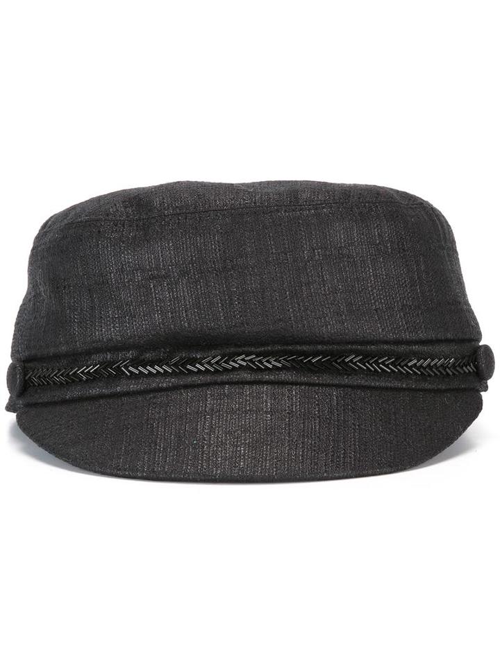 Eugenia Kim Elyse Biker Cap, Women's, Black, Linen/flax/polyurethane