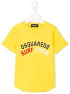 Dsquared2 Kids Surf Crew Print T-shirt, Boy's, Size: 10 Yrs, Yellow/orange