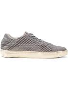 Leather Crown Perforated Low Top Sneakers - Grey