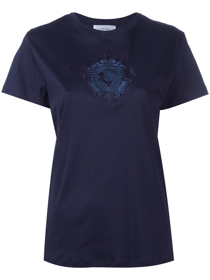 Carven Embroidered Motif T-shirt, Women's, Size: Xs, Blue, Cotton