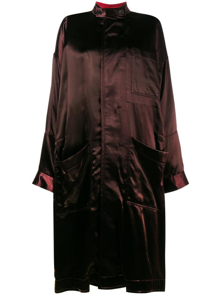 Haider Ackermann Oversized Reversible Satin Parka - Red