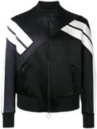 Neil Barrett Striped Sleeve Bomber Jacket - Black